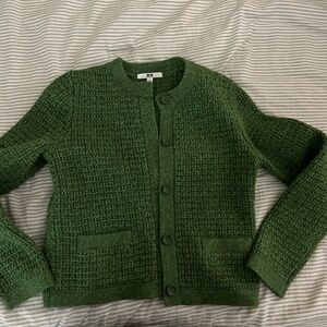Uniqlo Green Cardigan Sweater Soft Knit Versatile